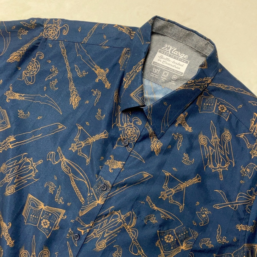 Critical Role Mighty Nein Weapons DND Button Up Short Sleeve Shirt Mens 2XL